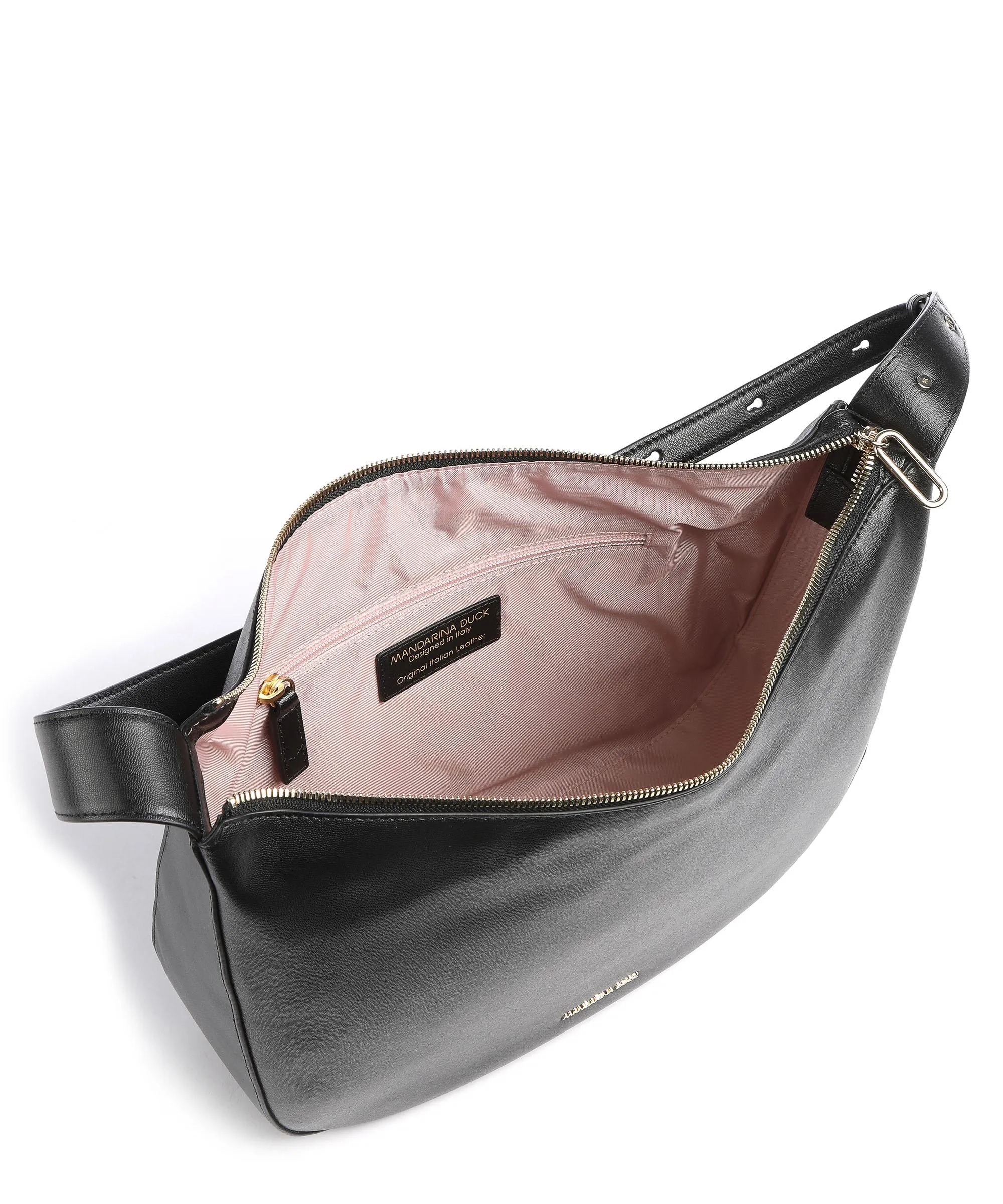  Mandarina Duck Luna Borsa hobo pelle di vitello finemente grana nero  