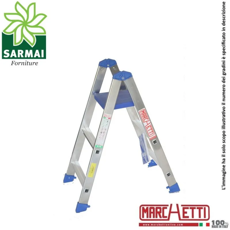 Marchetti PABLO scala 4 scalini scaletto alluminio doppia salita con piano