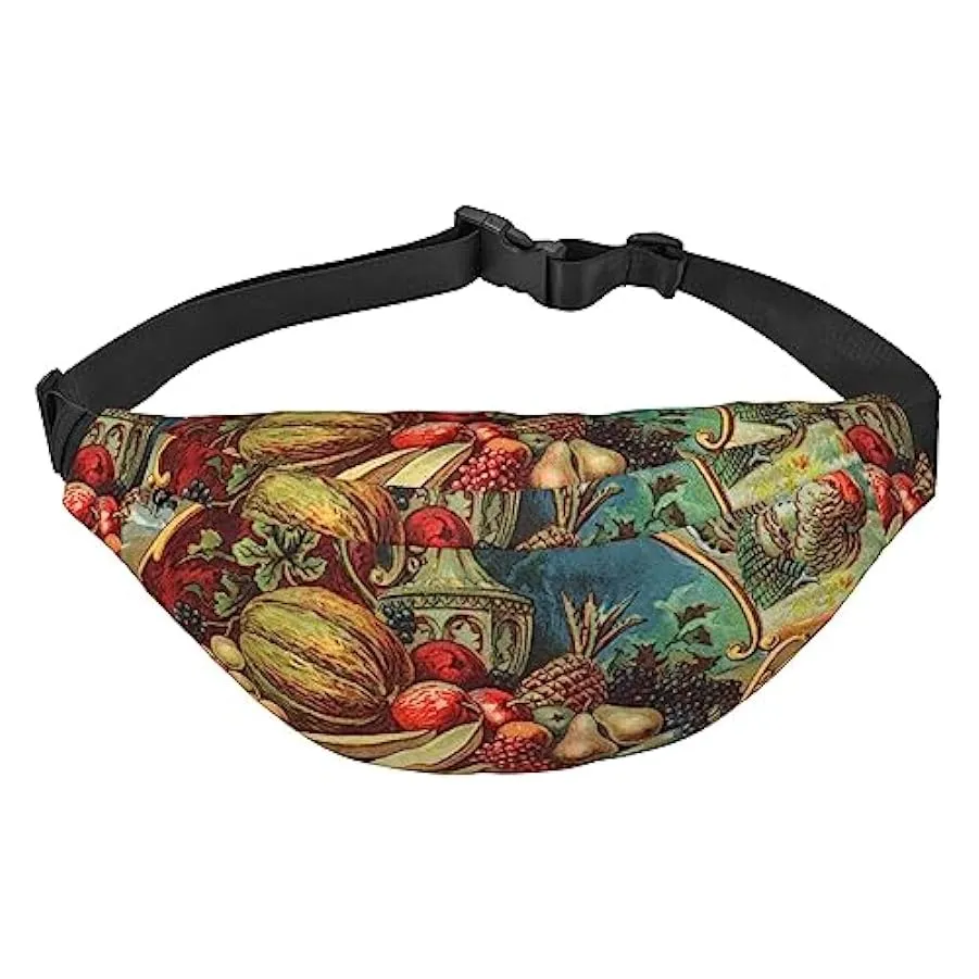 Marsupio con stampa autunnale del Ringraziamento per uomo donna borsa a tracolla marsupio da viaggio, Nero , Taglia unica 150660