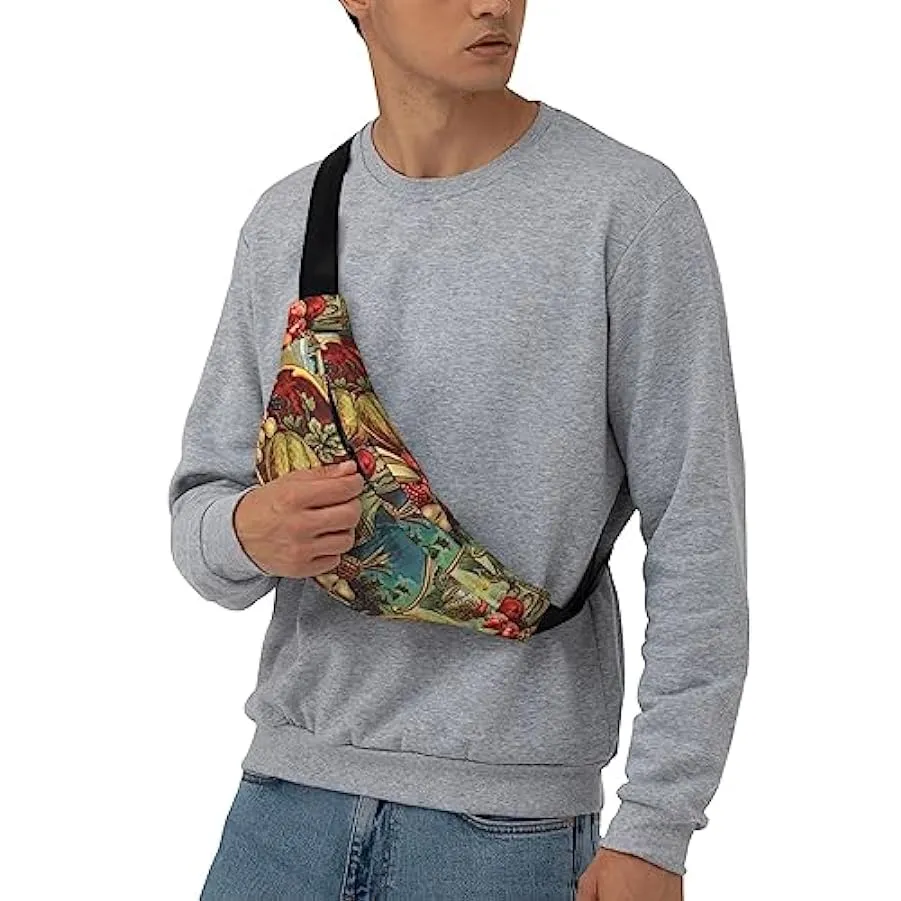 Marsupio con stampa autunnale del Ringraziamento per uomo donna borsa a tracolla marsupio da viaggio, Nero , Taglia unica 150660