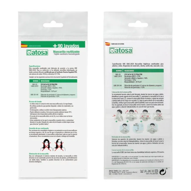 Maschera sanitaria riutilizzabile a mosaico bianco e nero per adulti.