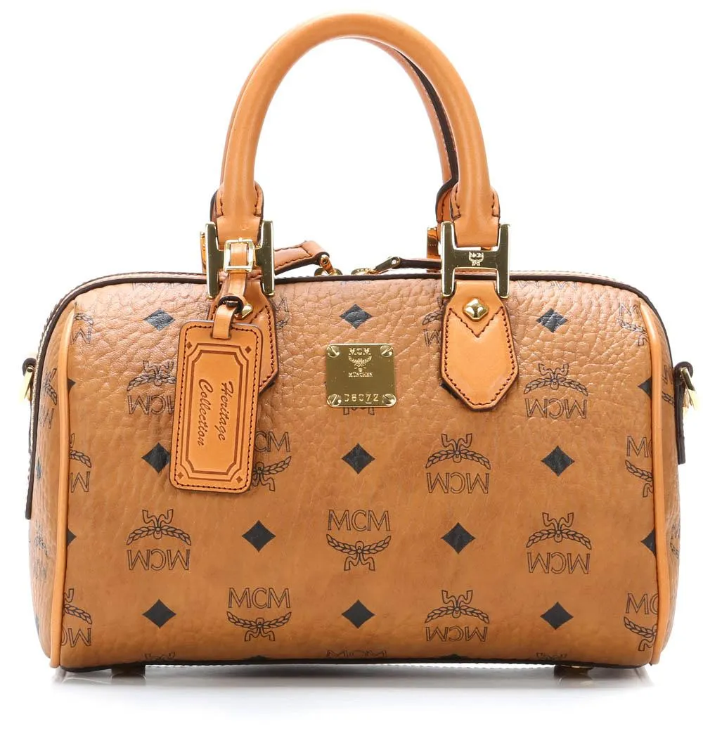  MCM Heritage Line Borsa a mano pelle sintetica cognac  