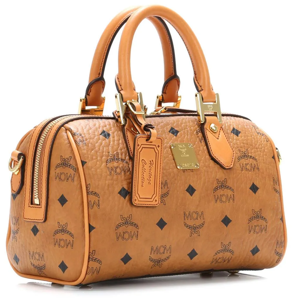  MCM Heritage Line Borsa a mano pelle sintetica cognac  