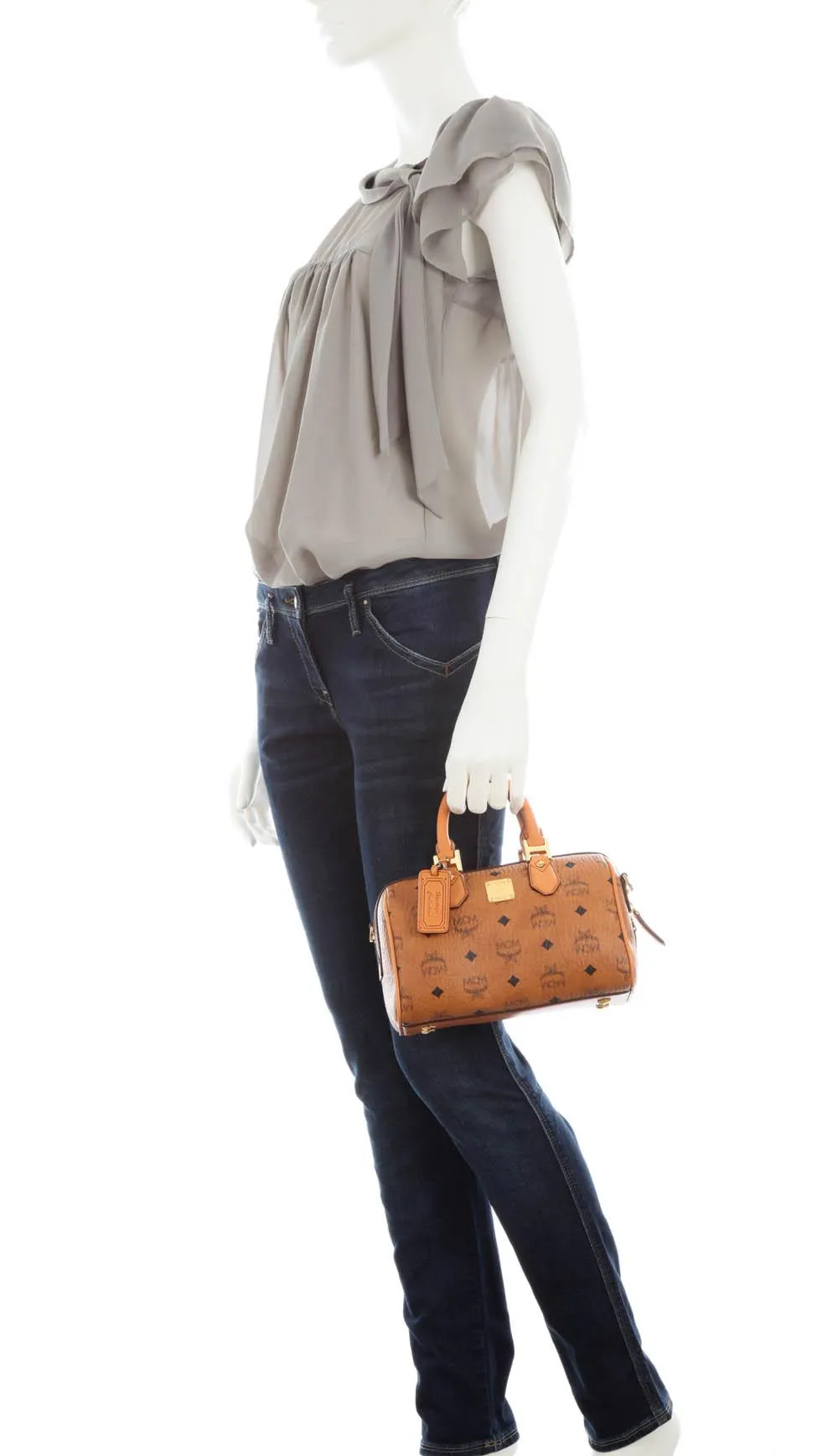  MCM Heritage Line Borsa a mano pelle sintetica cognac  
