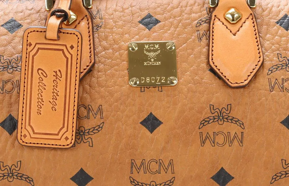  MCM Heritage Line Borsa a mano pelle sintetica cognac  