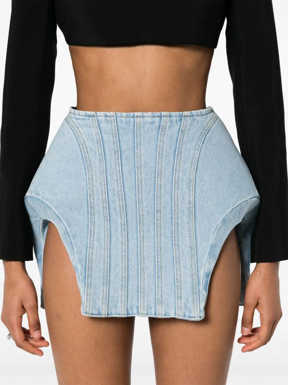 Minigonna denim imbottita in celeste Mugler - donna