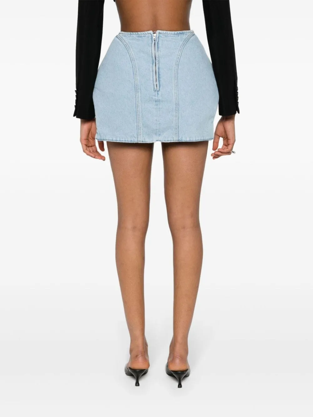 Minigonna denim imbottita in celeste Mugler - donna
