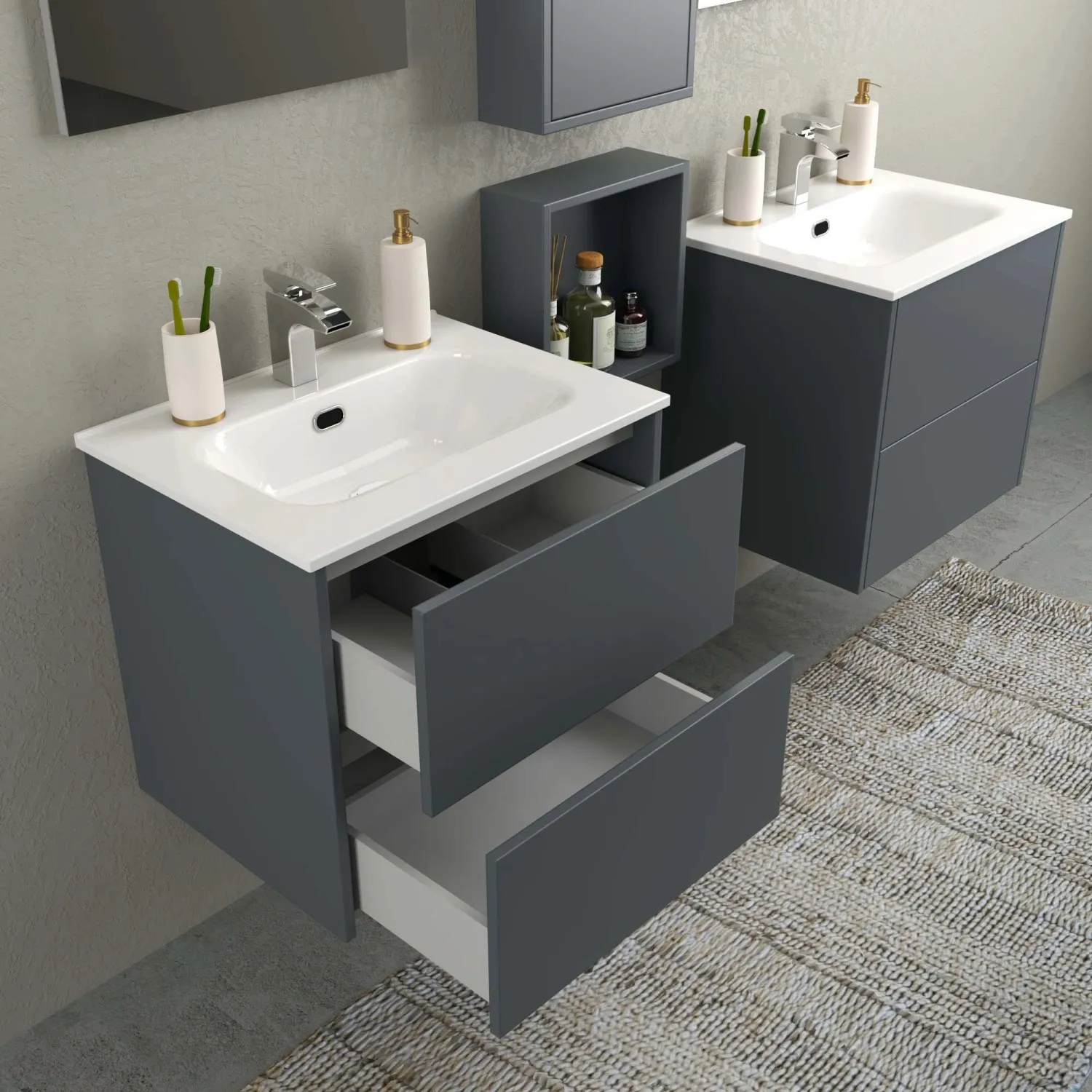 Mobile bagno base lavabo sospesa Mind 60x45x54 cm opaco