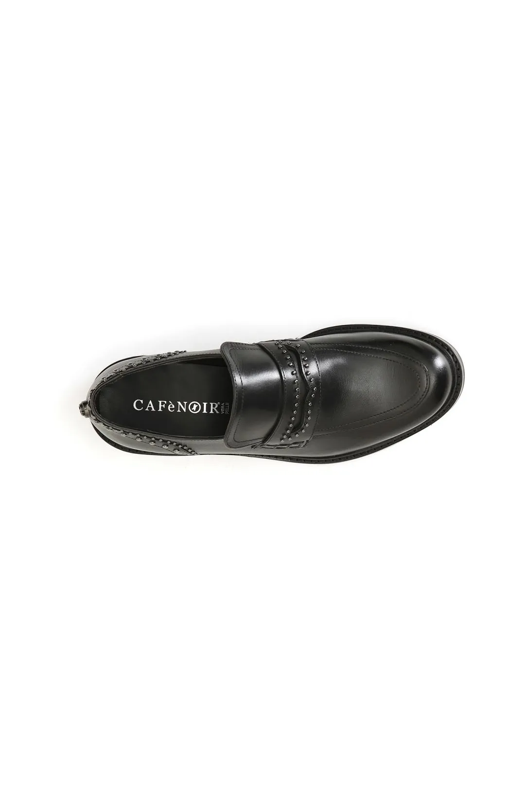 mocassino in pelle con borchie nero