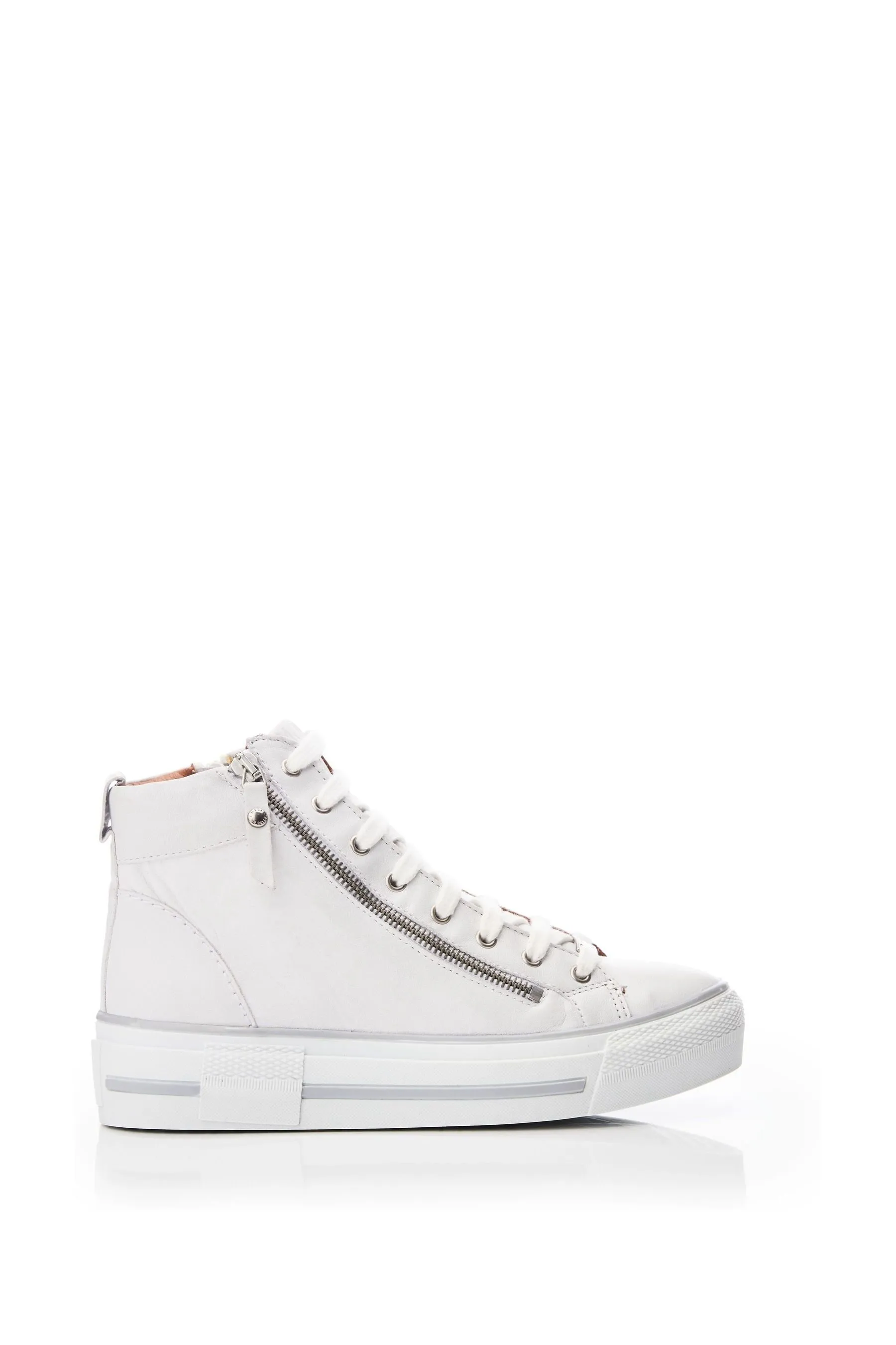 Moda in Pelle Annaken - Scarpe da ginnastica alte con suola spessa Pizzo Bianco - Scarpette da ginnastica