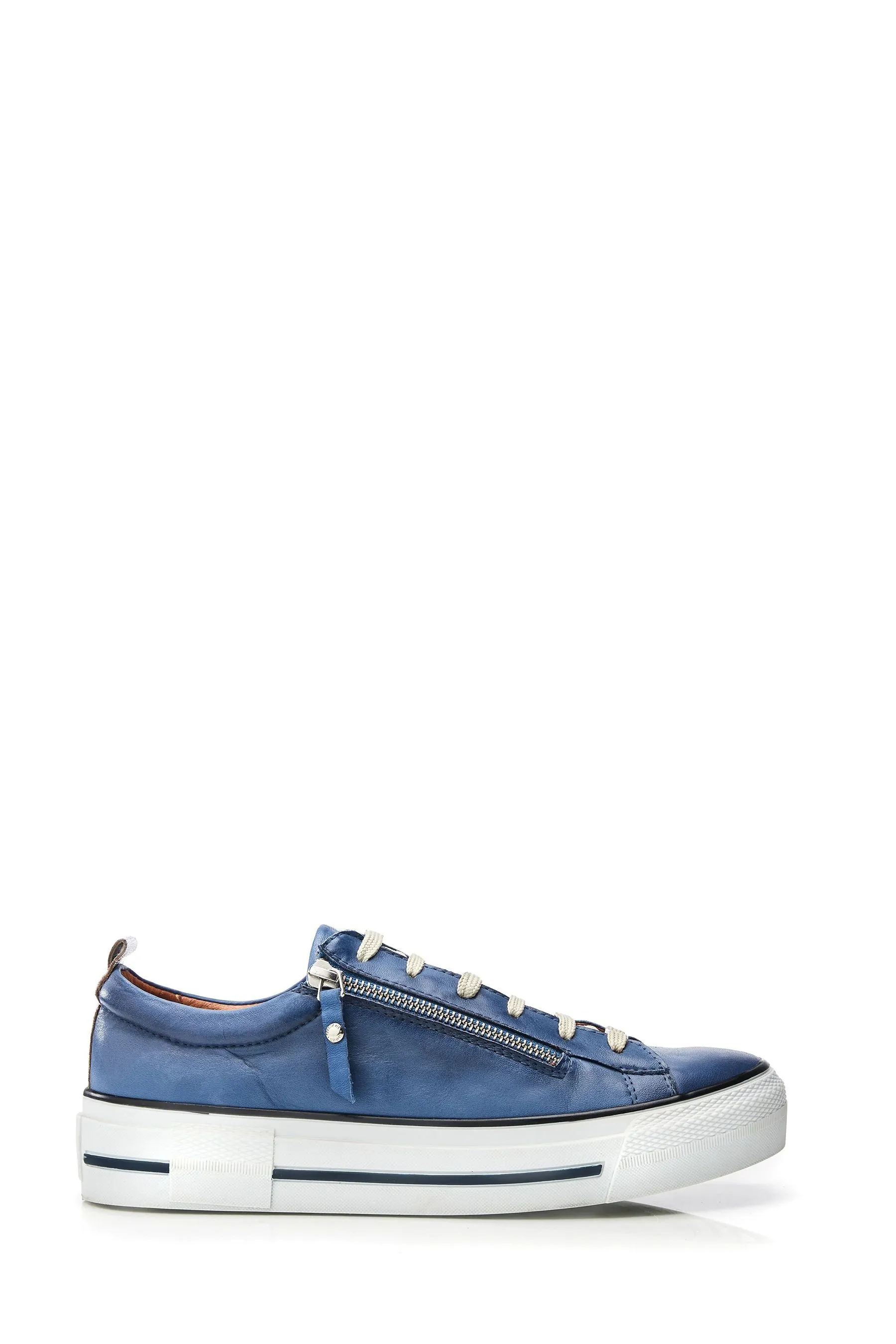 Moda in Pelle Filician - Scarpe da ginnastica con suola spessa e zip in Pizzo