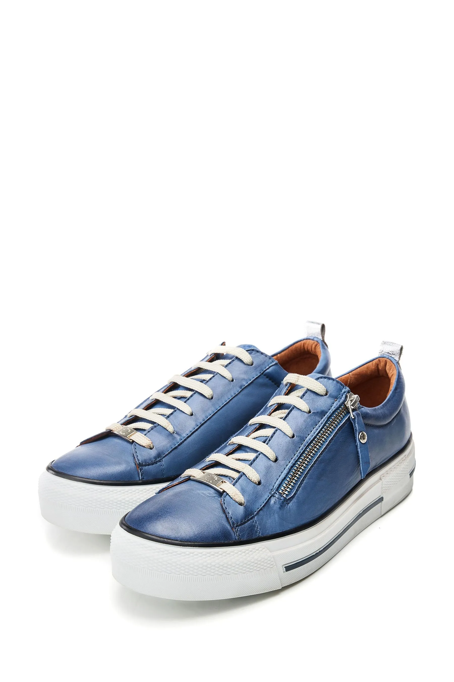 Moda in Pelle Filician - Scarpe da ginnastica con suola spessa e zip in Pizzo
