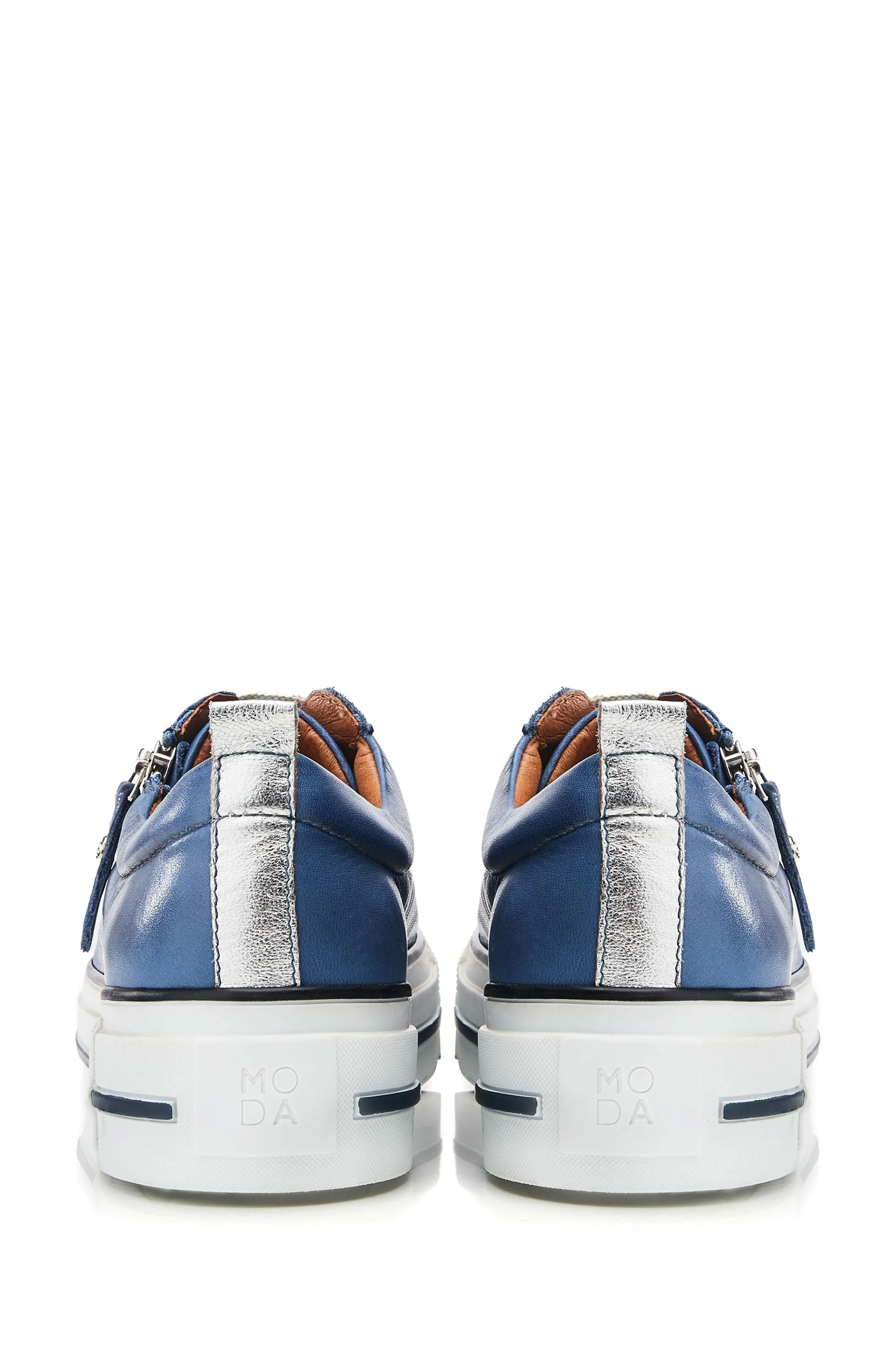 Moda in Pelle Filician - Scarpe da ginnastica con suola spessa e zip in Pizzo