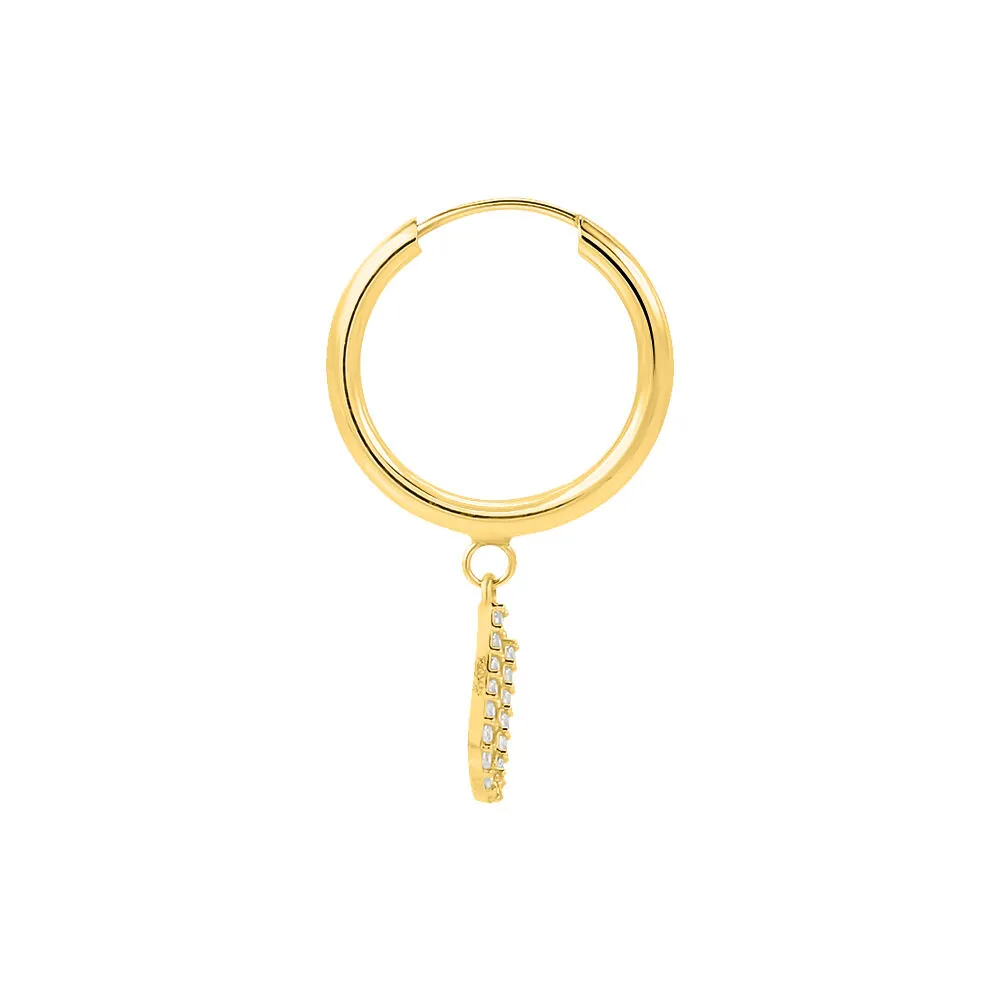 Mono Orecchino A Cerchio Lettera U Toujours Oro Giallo 375/1000 Diametro 15 mm Cubic Zirconia Bianco 1428556