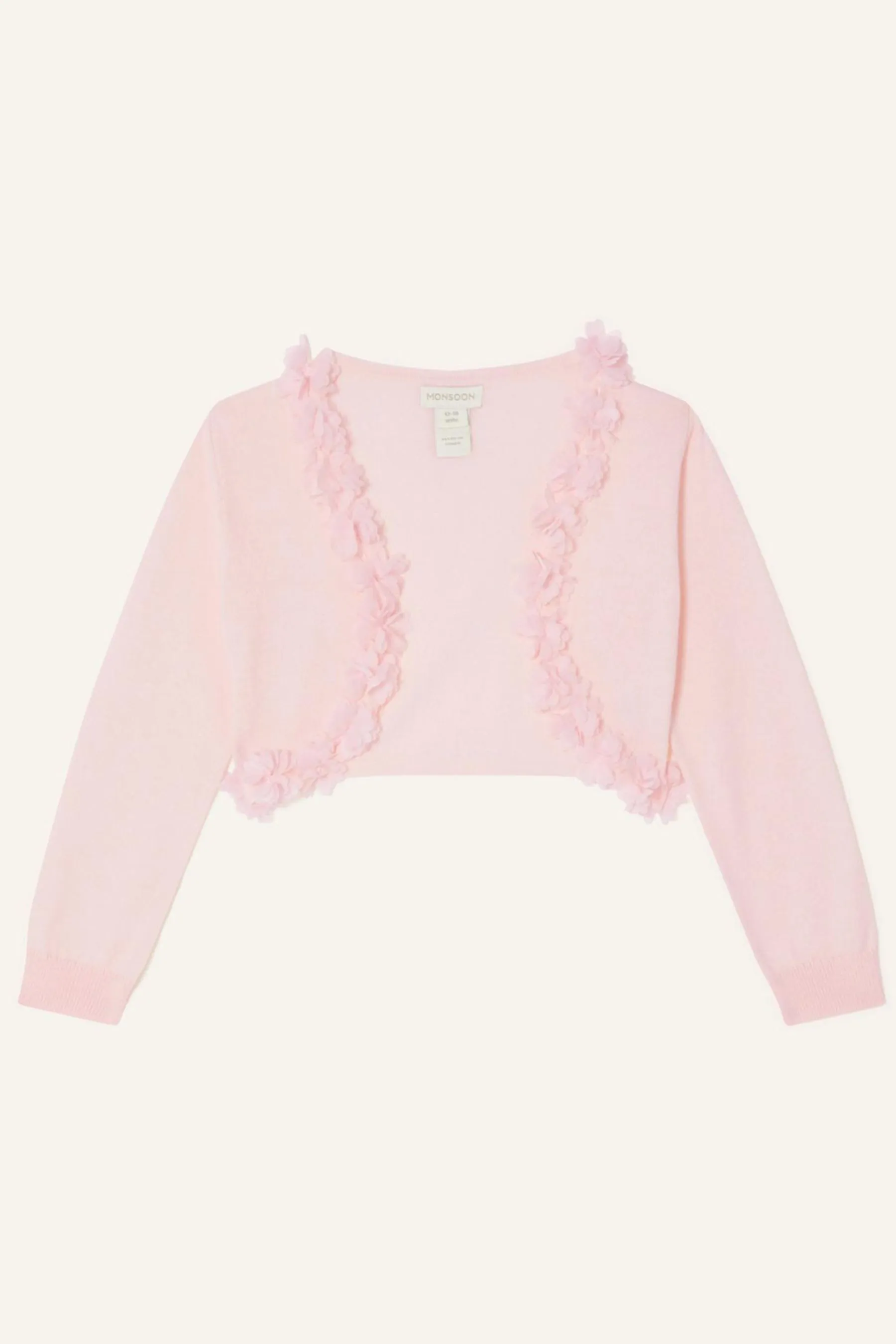 Monsoon Baby 3D 100% Cotton Floral Trim Cardigan    