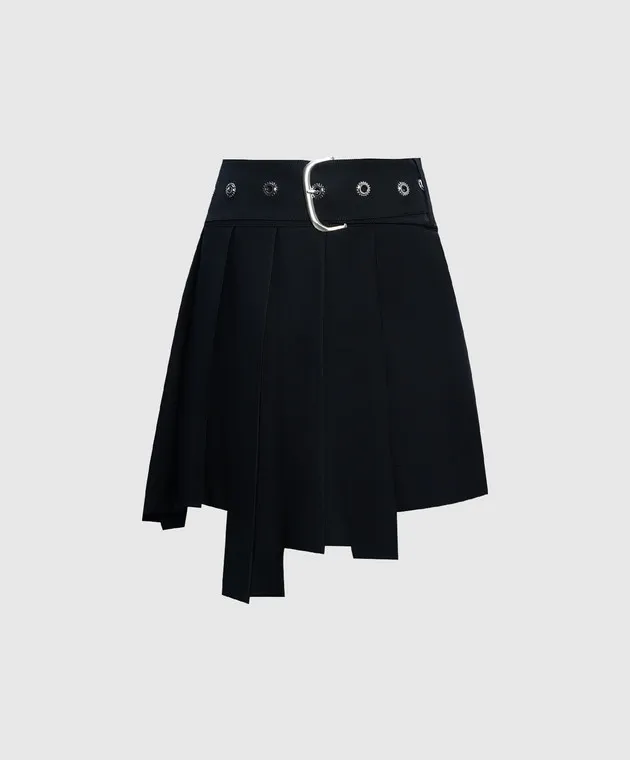 Off-White Gonna plissettata nera al profumo di lana OWCC179F23FAB001