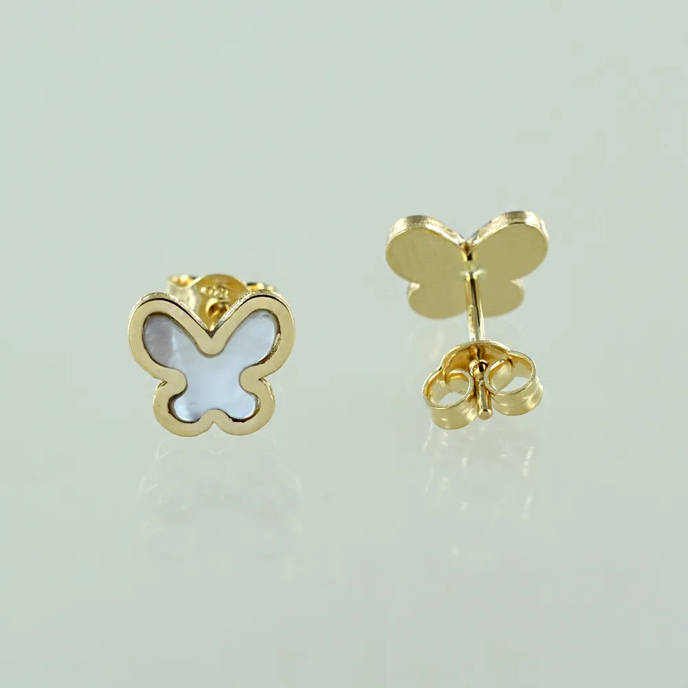 Orecchini con farfalle in oro e madreperla