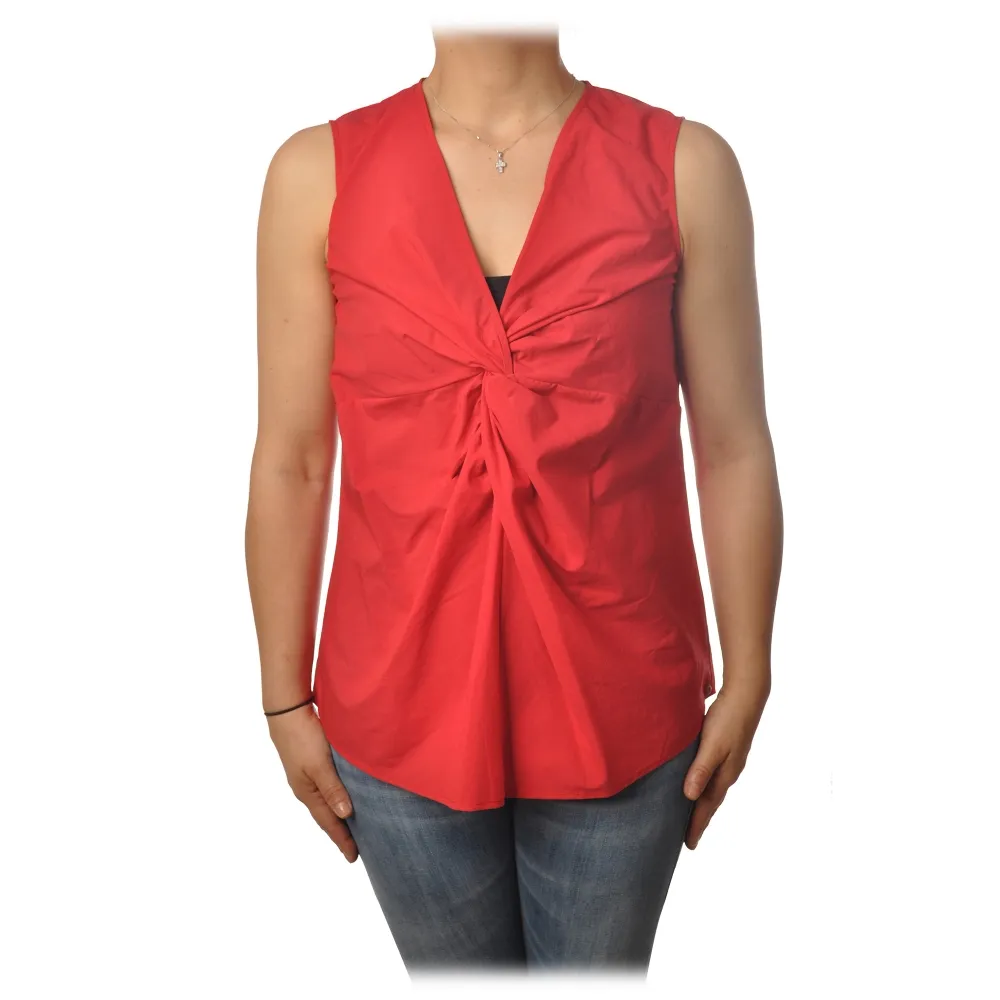 Ottod'Ame - Top con Dettaglio Nodo - Rosso - Top - Luxury Exclusive Collection
