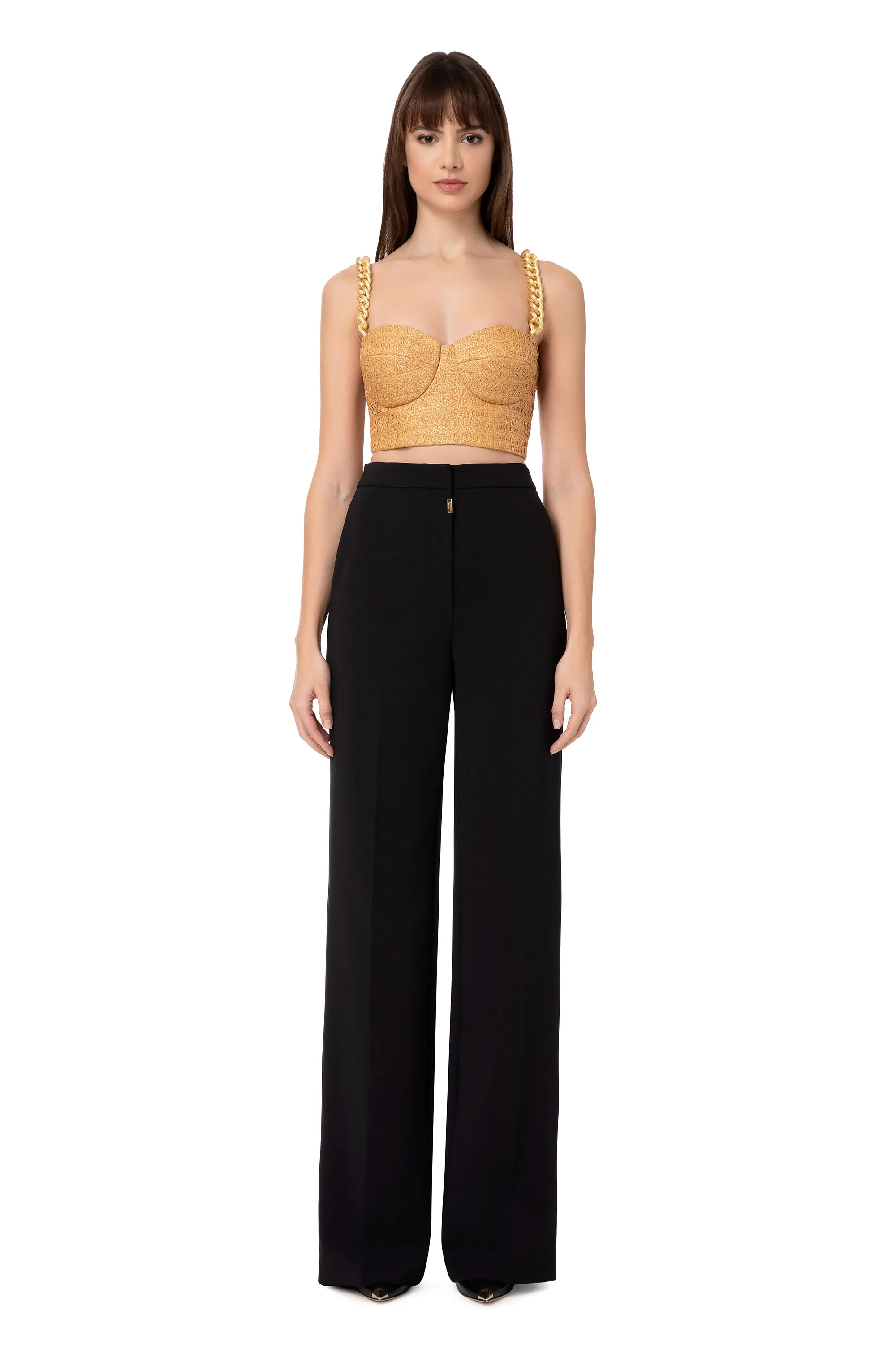 Pantalone a zampa con girello logo