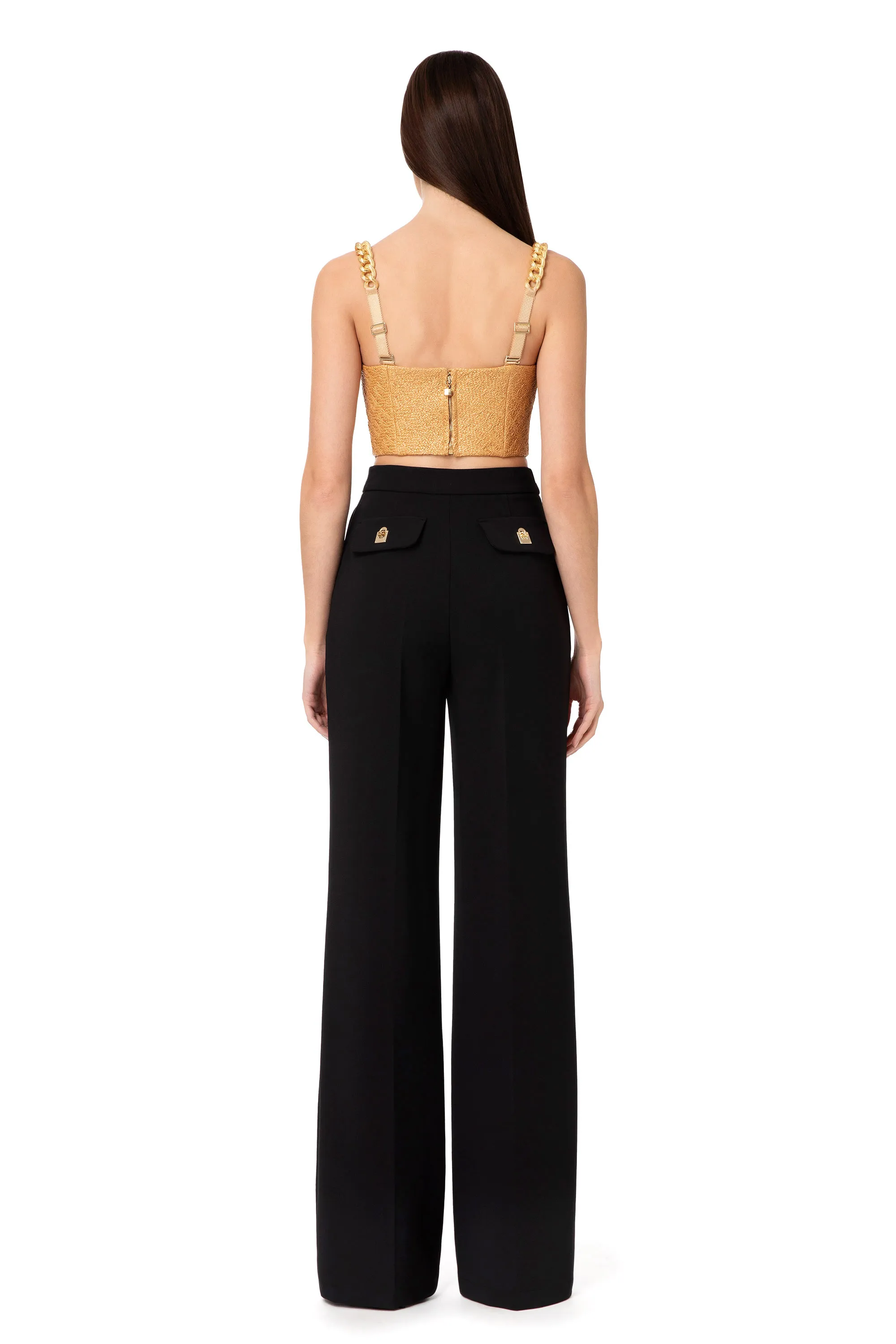Pantalone a zampa con girello logo