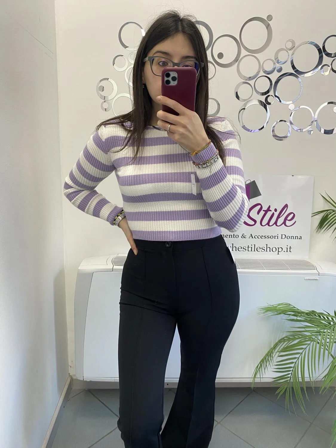 Pantalone a zampa in tessuto
