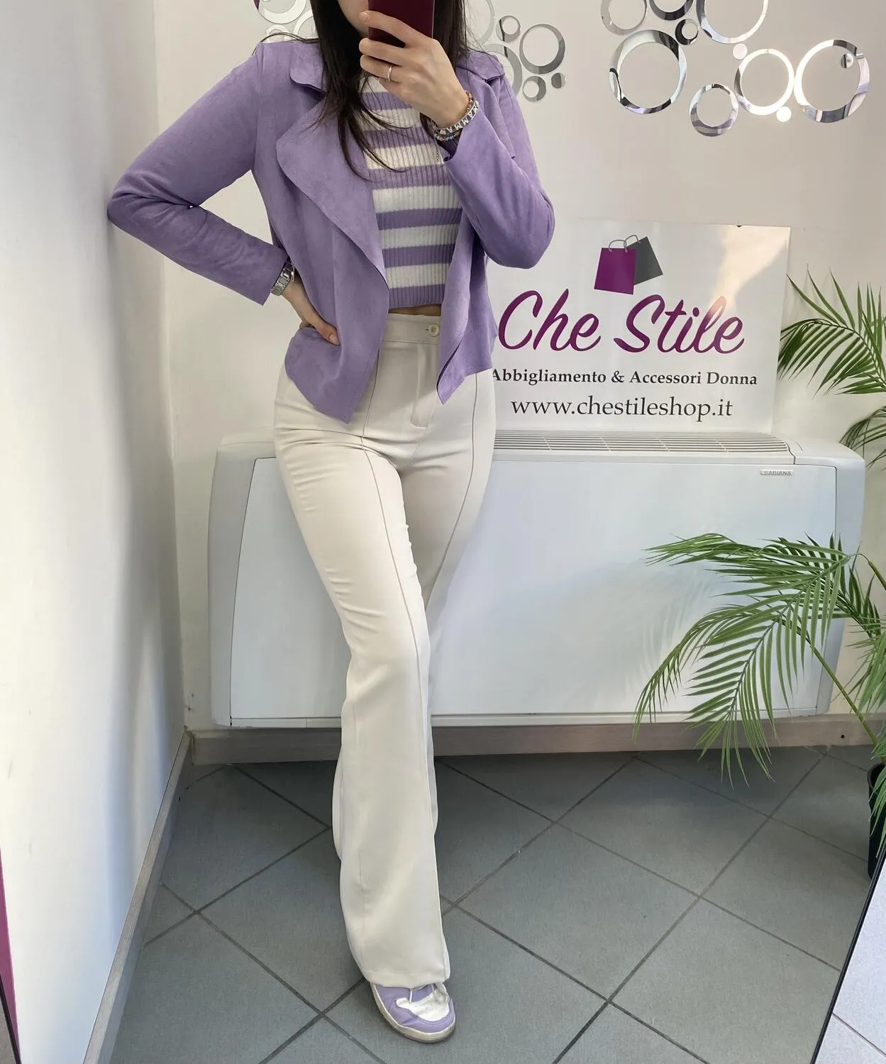 Pantalone a zampa in tessuto