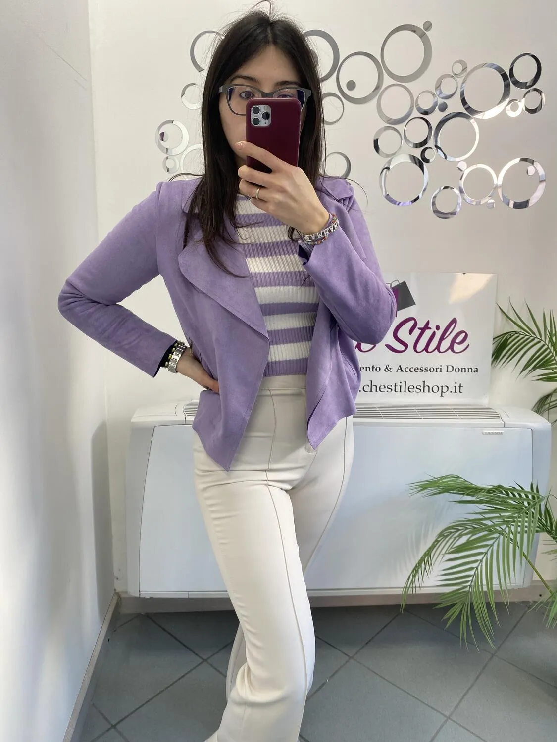 Pantalone a zampa in tessuto