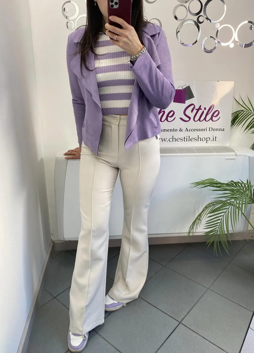 Pantalone a zampa in tessuto