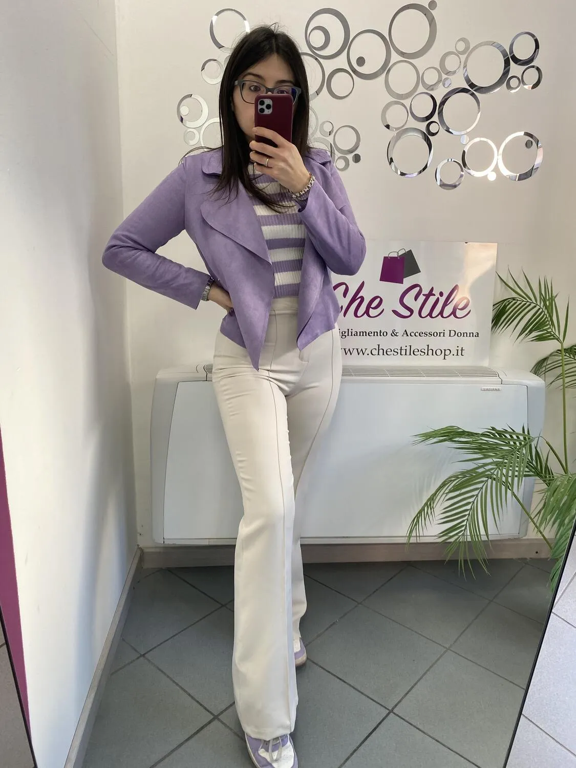 Pantalone a zampa in tessuto