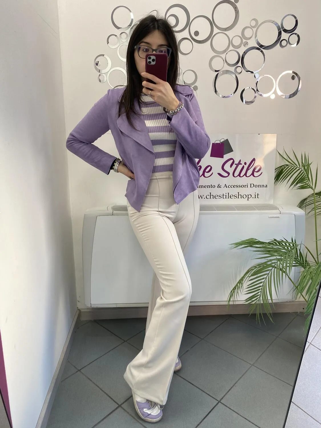 Pantalone a zampa in tessuto