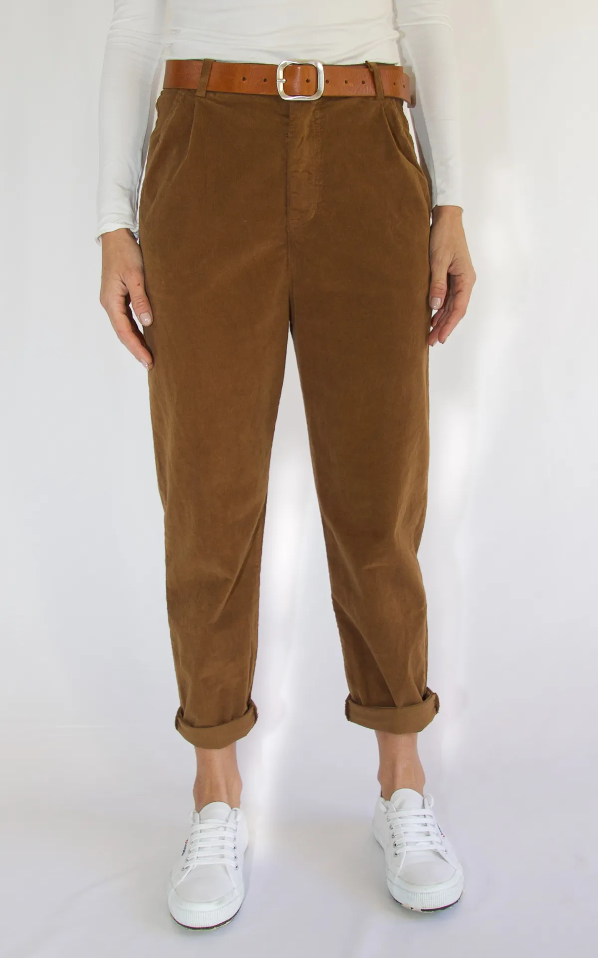 Pantalone boyfriend velluto camel Off-On