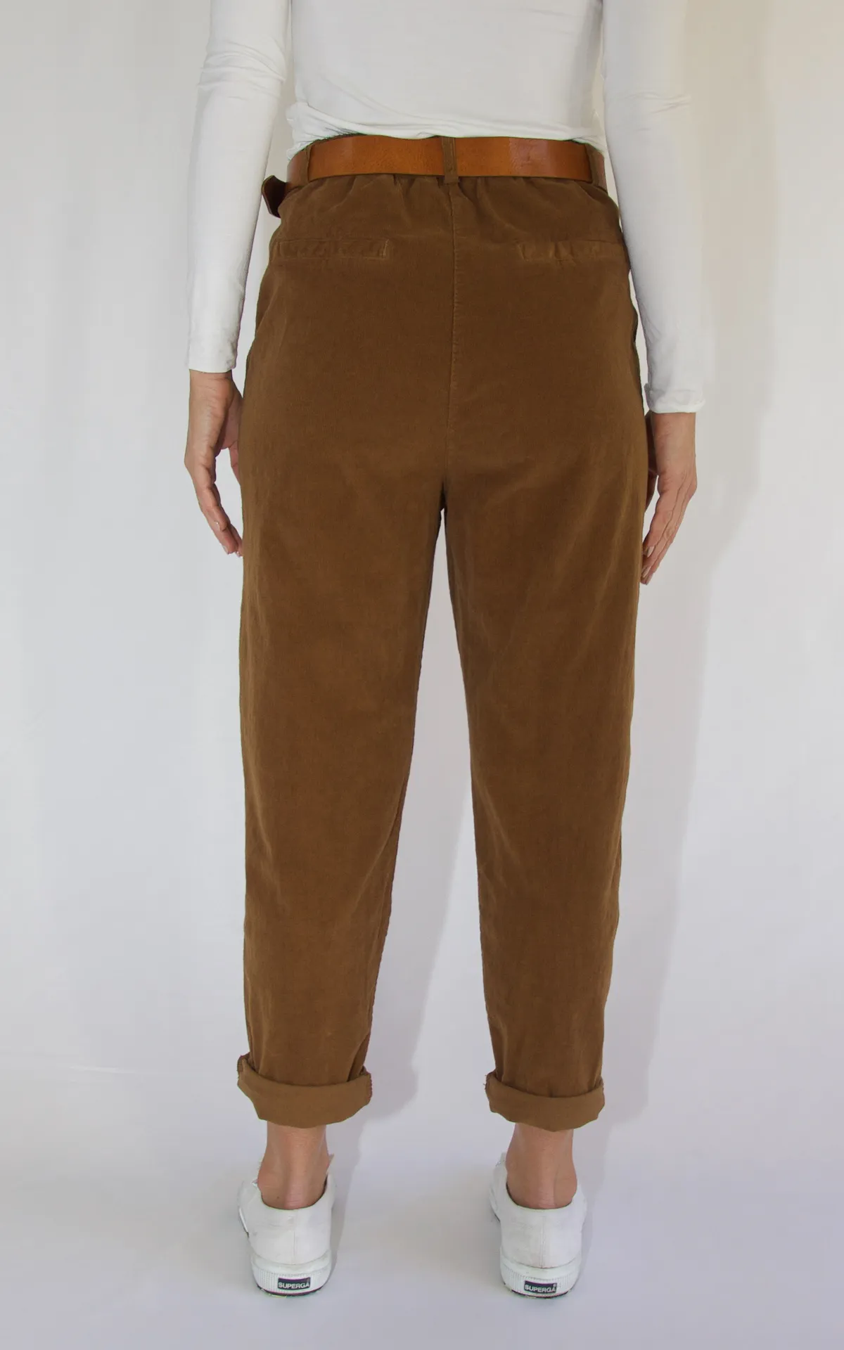 Pantalone boyfriend velluto camel Off-On