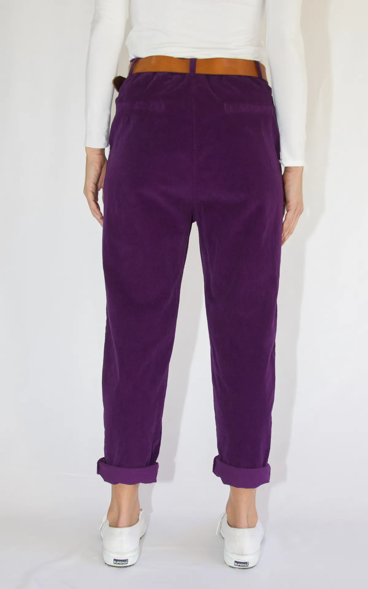 Pantalone boyfriend velluto viola Off-On