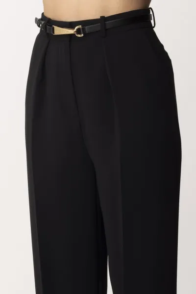 Pantalone dritti con cintura Nero
