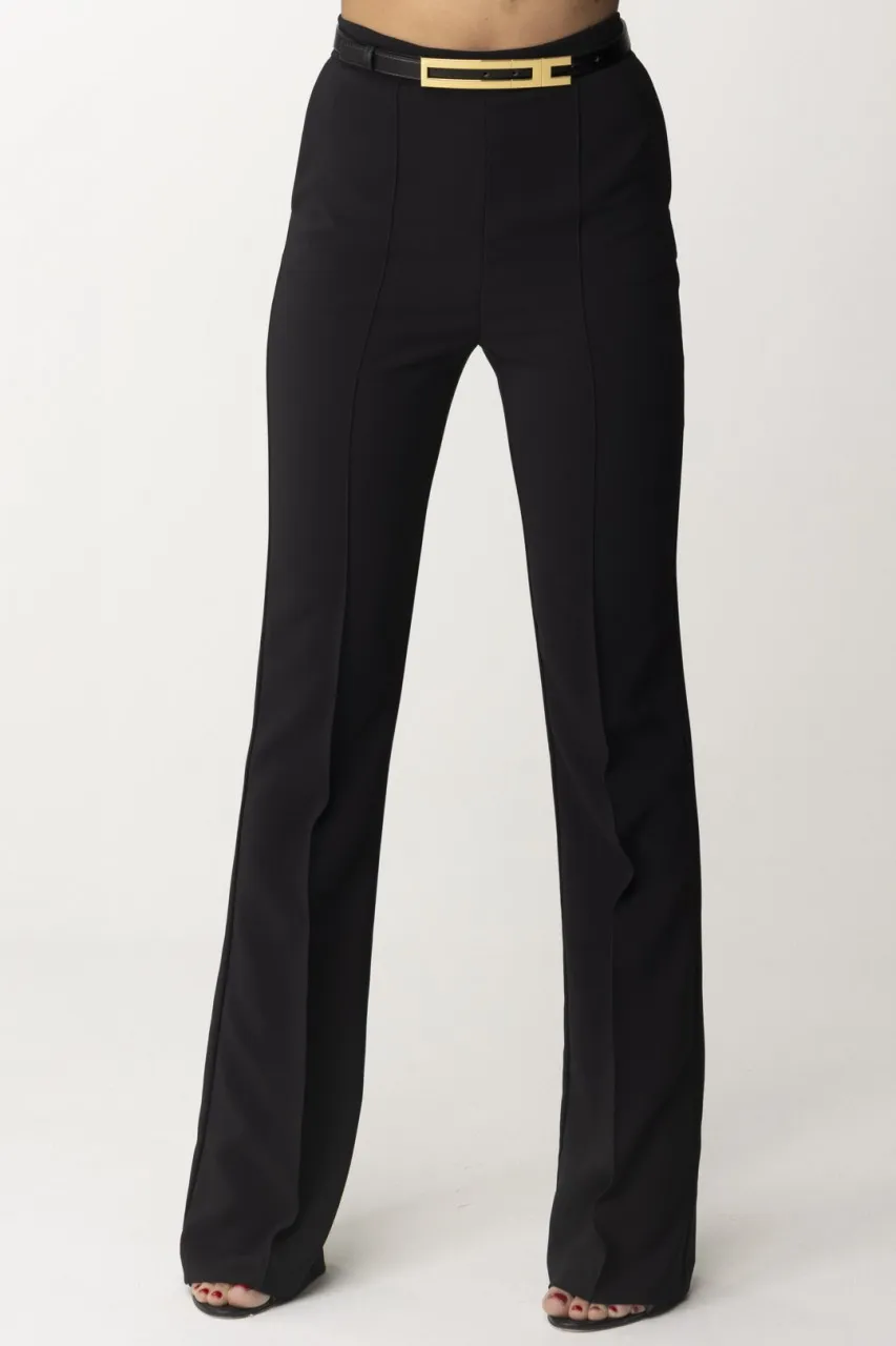 Pantalone in crêpe con cintura Nero