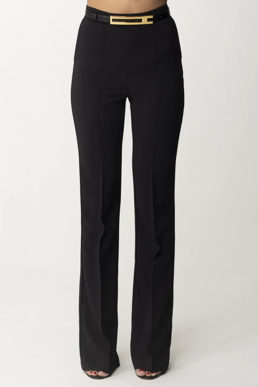 Pantalone in crêpe con cintura Nero