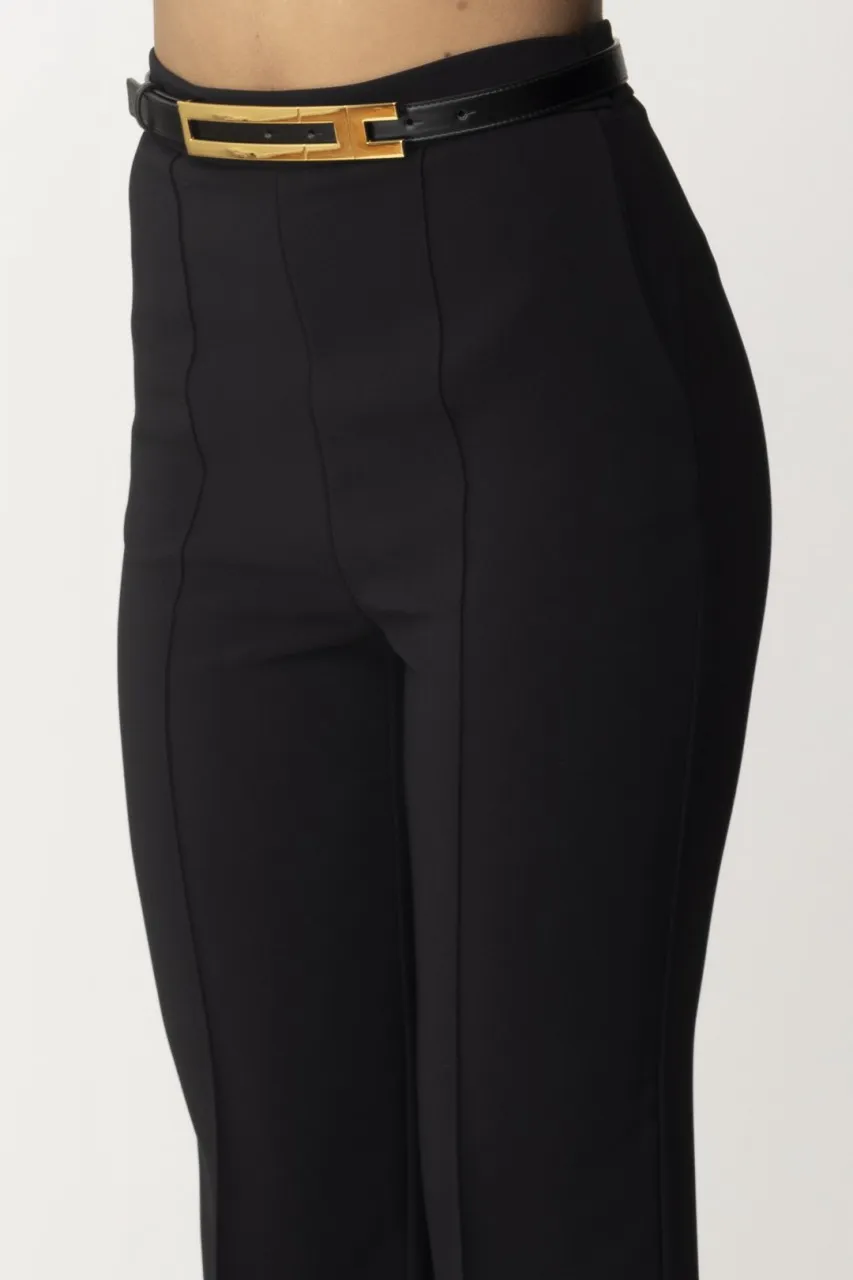 Pantalone in crêpe con cintura Nero