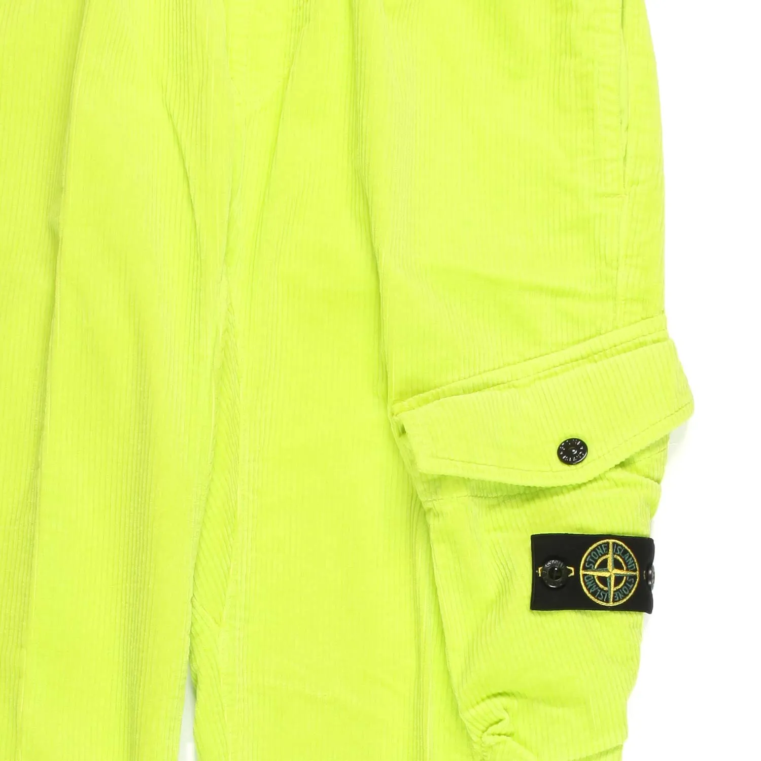 Pantalone Lime Di Velluto Con Tasca Cargo
