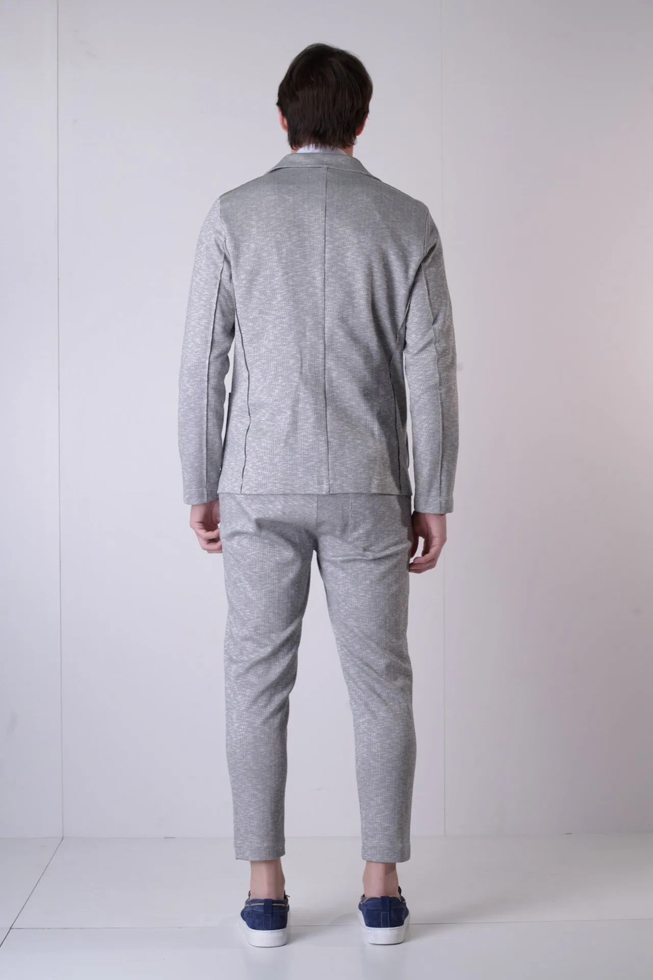 Pantalone Sartoriale Fiammato Grigio con elastico e interni in tessuto V2