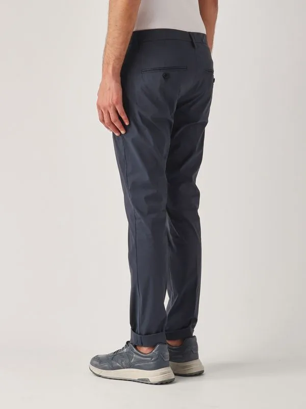 Pantalone uomo Dondup Gaubert slim-fit in cotone stretch Avio