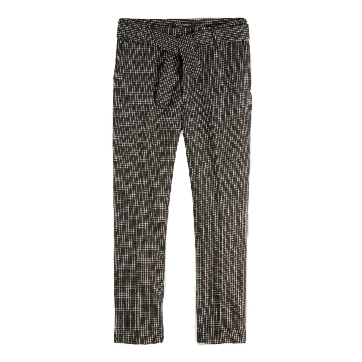 Pantaloni A Quadri In Lurex, Nero