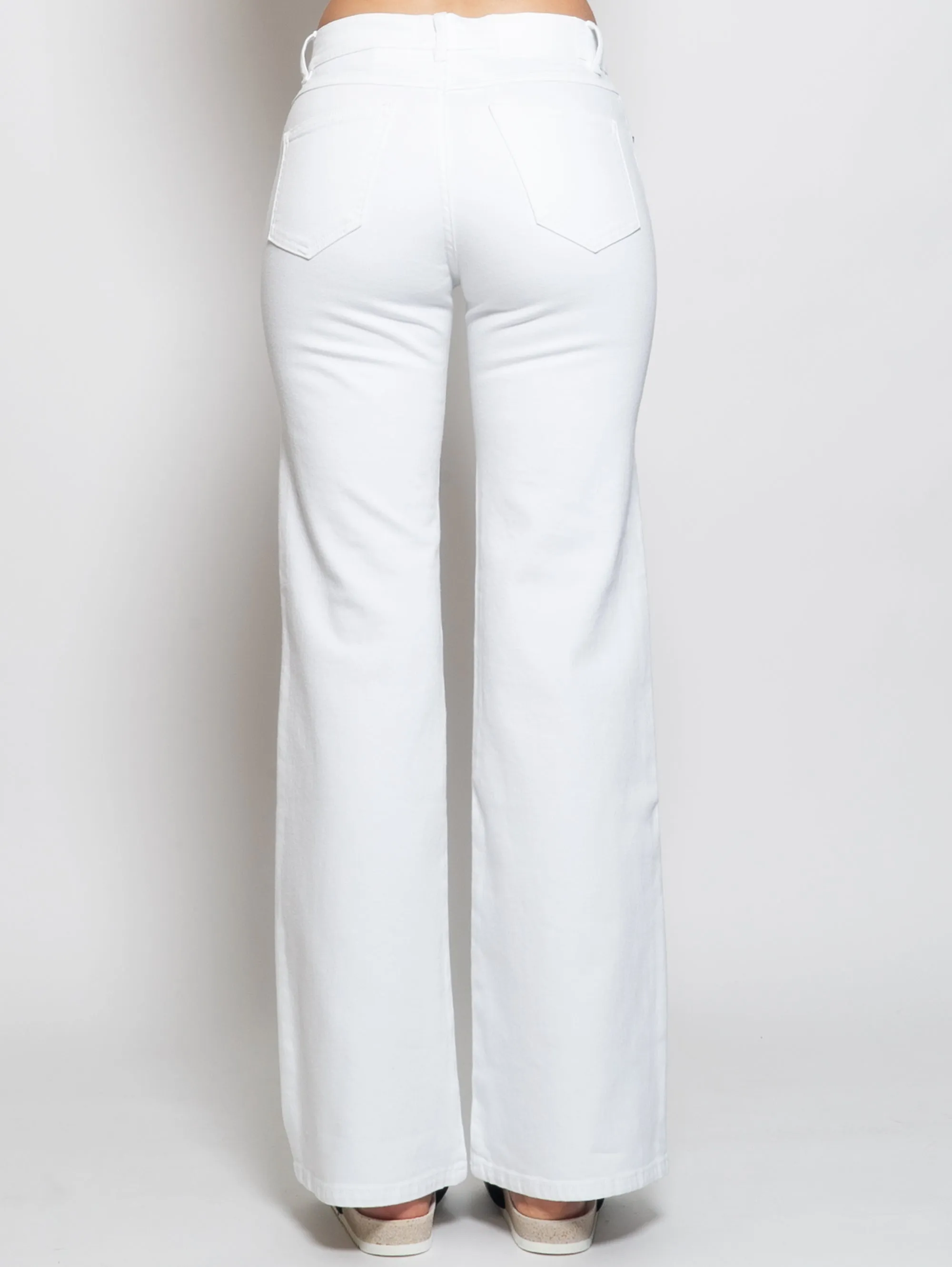 Pantaloni a Zampa Bull Denim Cinque Tasche Bianco