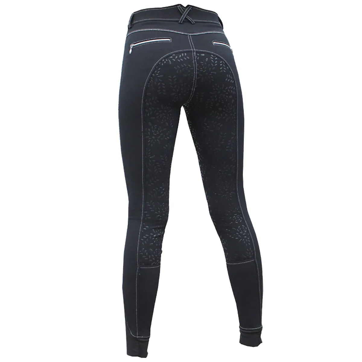 Pantaloni da equitazione da donna Mink Horse Foglie equestri con presa elettrica