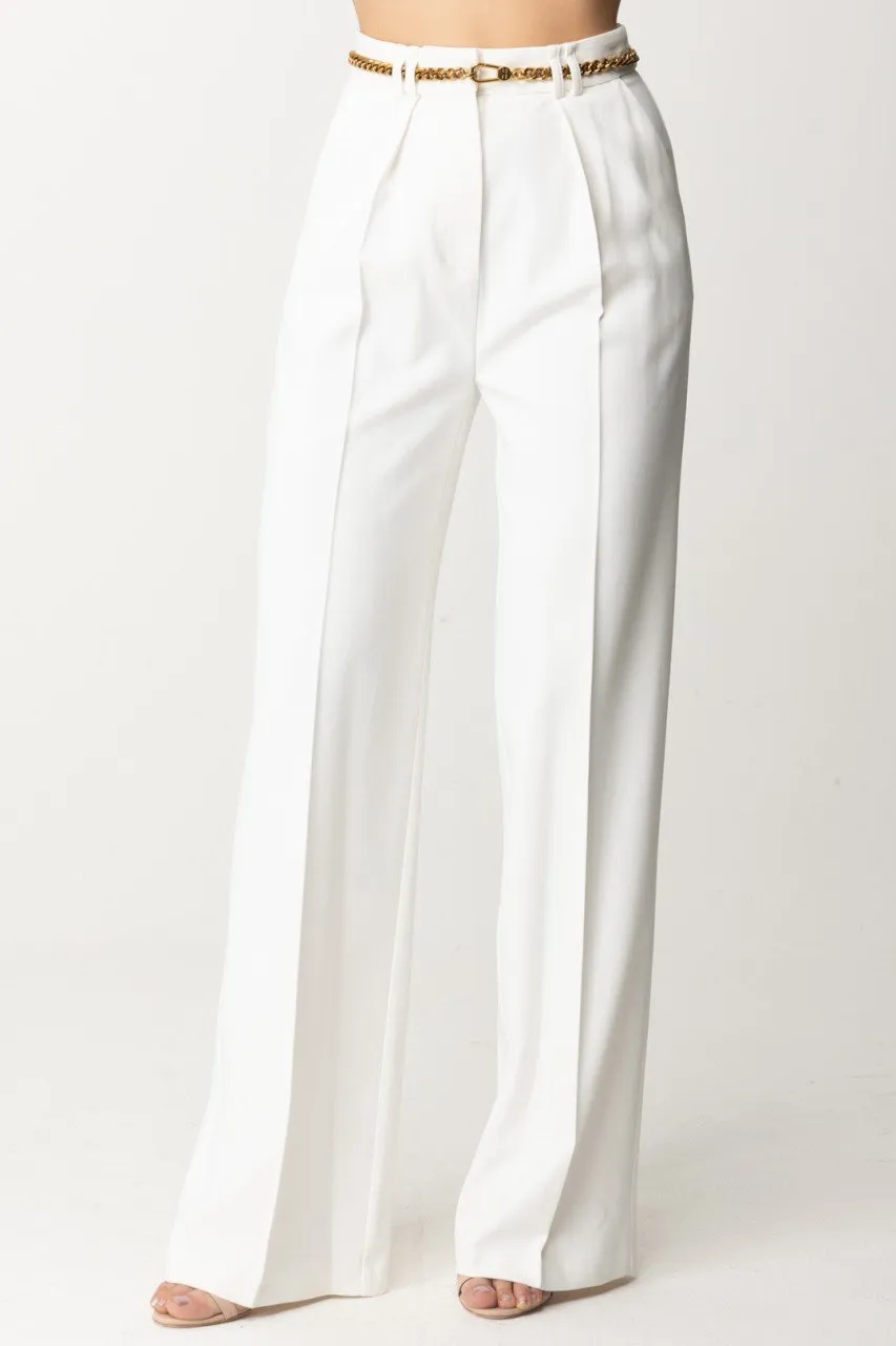 Pantaloni dritti con cintura Avorio