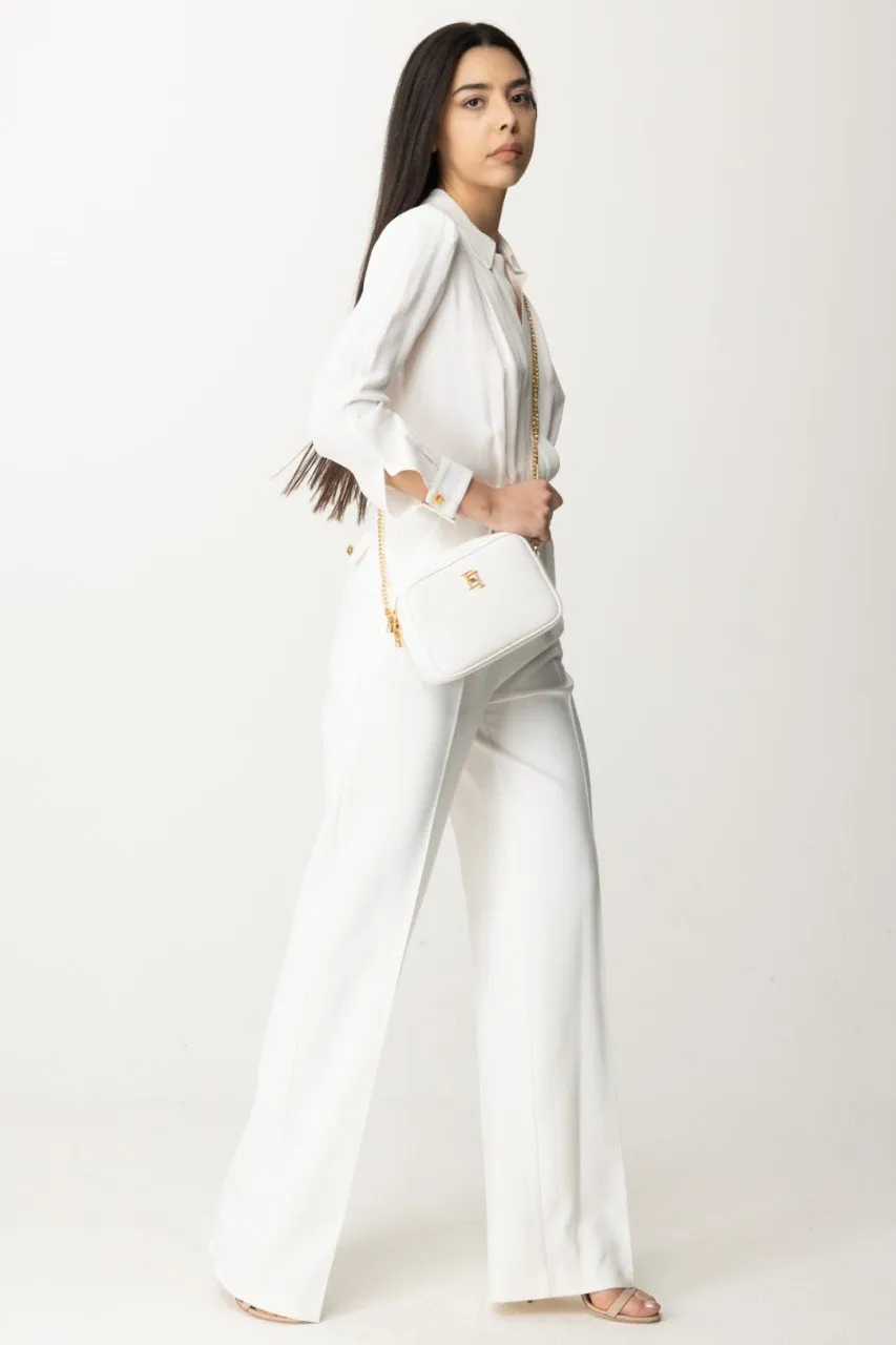 Pantaloni dritti con cintura Avorio