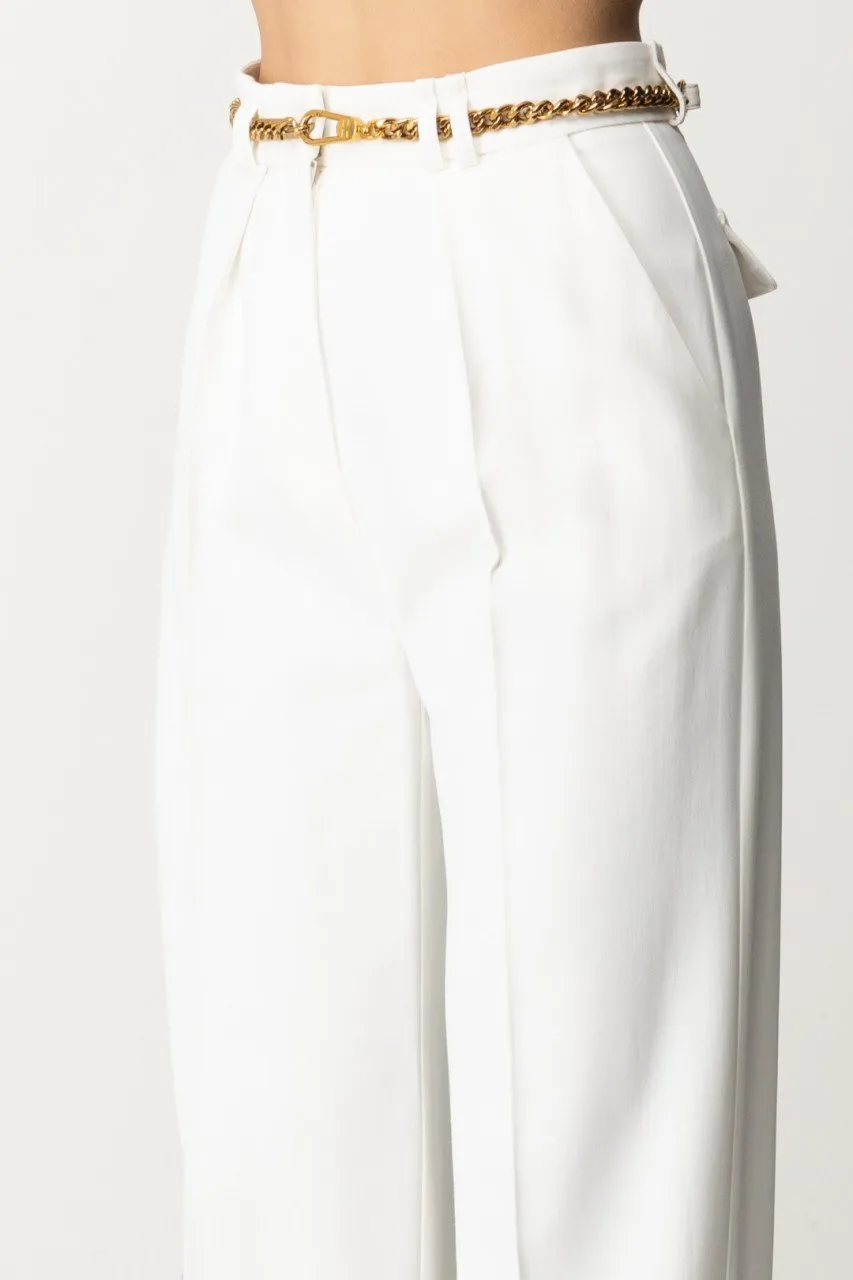 Pantaloni dritti con cintura Avorio