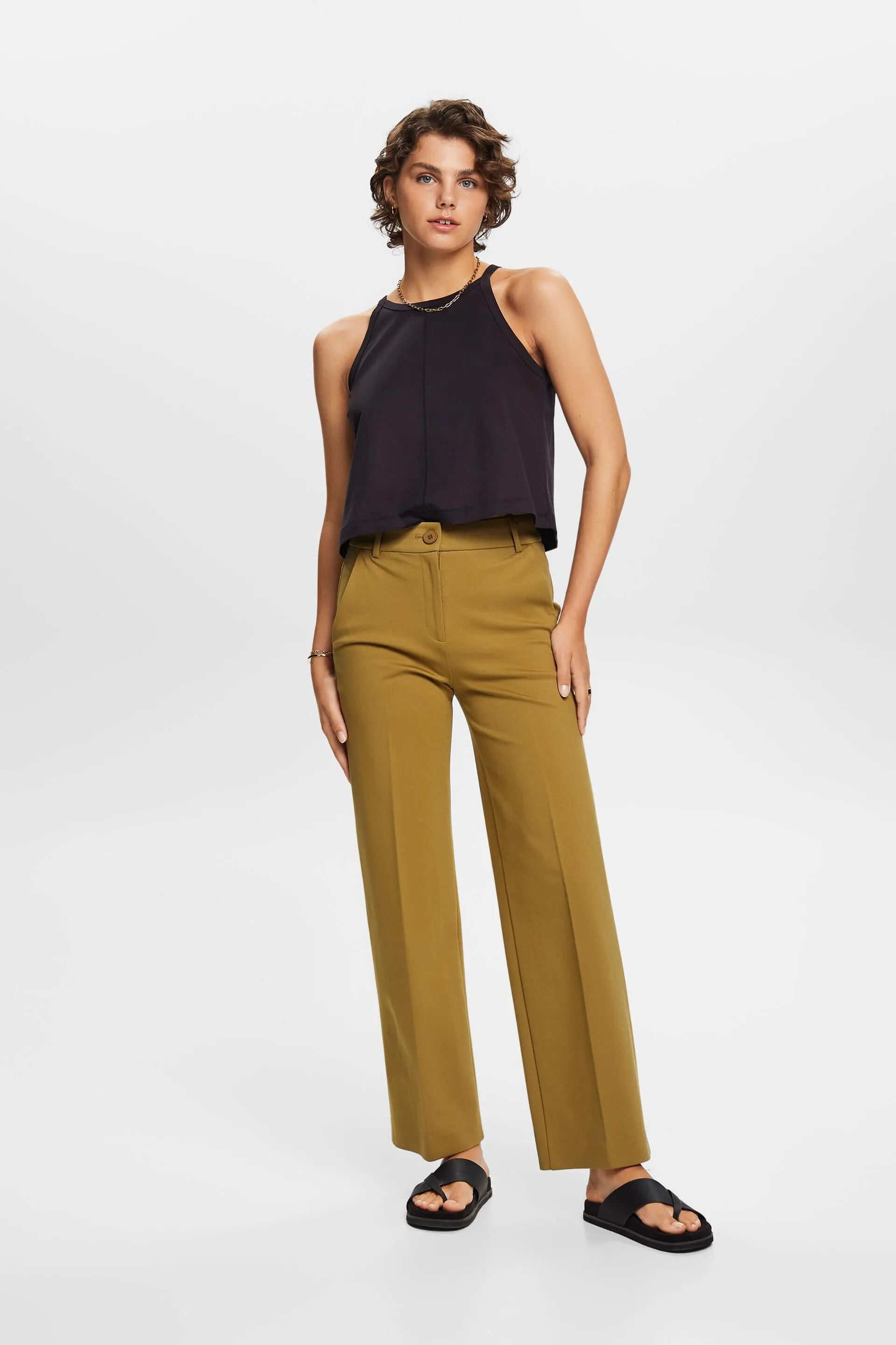 Pantaloni straight fit in jersey punto