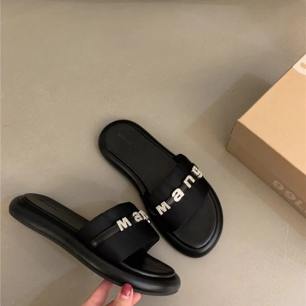 Pantofole dalla suola spessa, sandali con strass, capispalla estivi, scarpe da spiaggia con gonne, sandali argento, scarpe da sp
