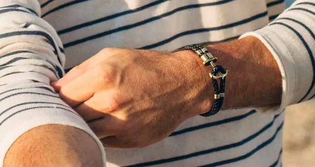Paul Hewitt PHREPS - Steel Anchor Bracelet with Pink Leather
