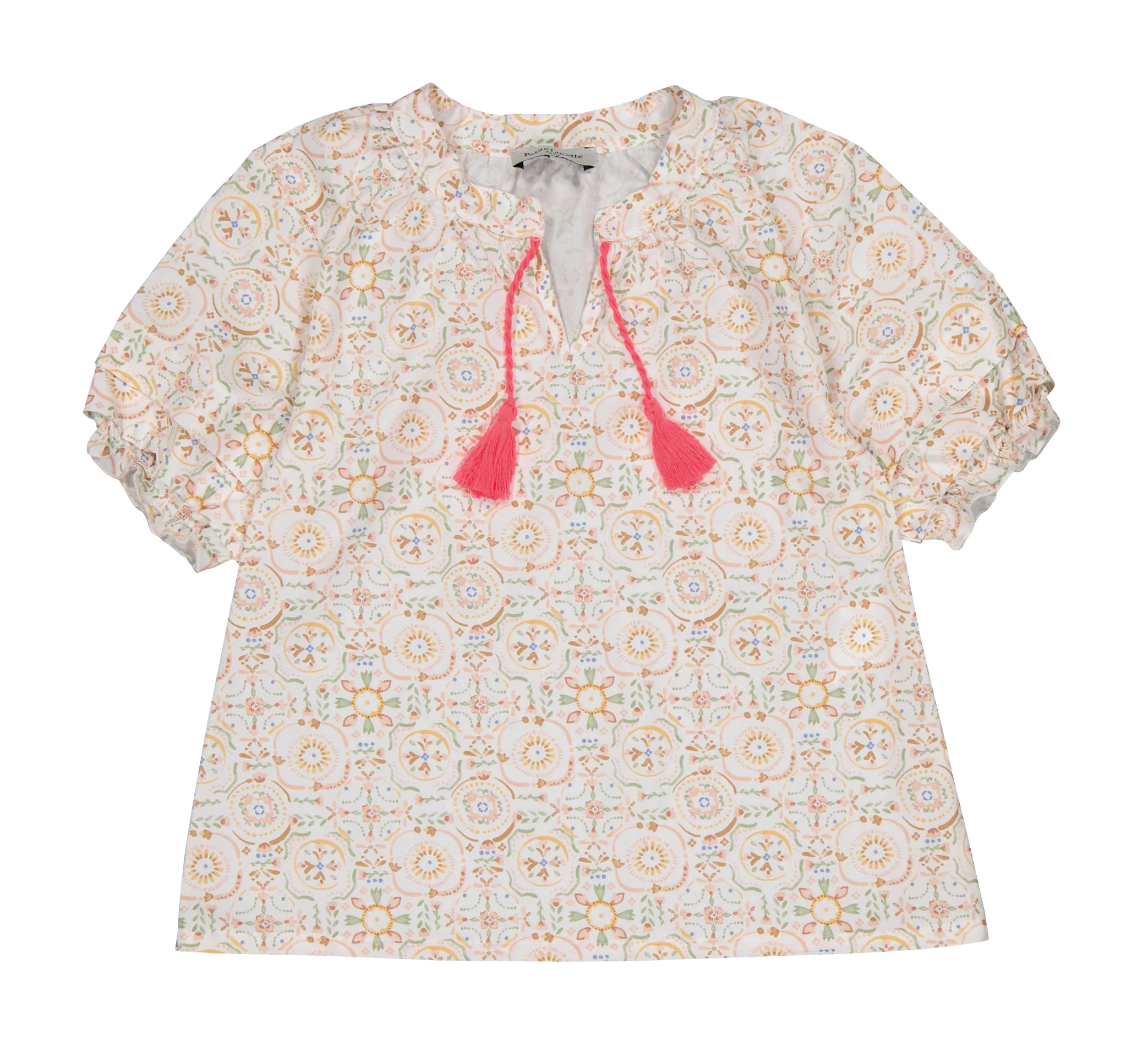  PETITE LUCETTE   CECILE - Blusa collo serafino stampata in cotone bio | Beige